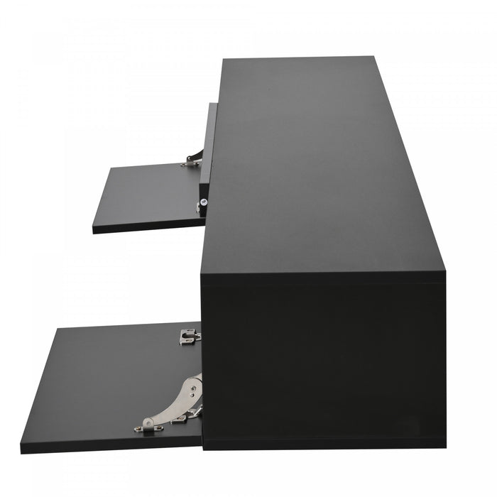 Evan Floating TV Stand with LED Lighting and Storage Doors,Black
