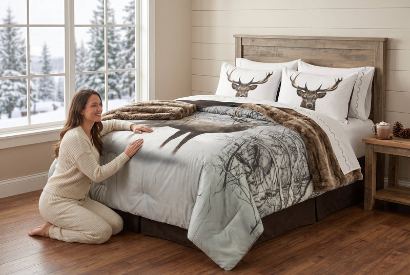 3-Piece King Size Deer Comforter Set