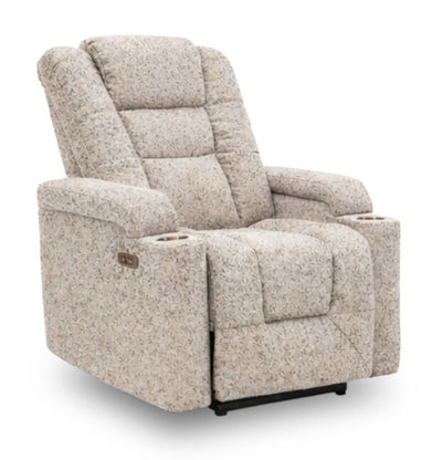 Riley 35.4" Linen-Look Fabric Power Reclining Chair with Power Headrest – Grey  | Fauteuil à inclinaison électrique Riley de 35,4 po en tissu apparence lin avec appuie-tête électrique - gris