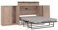 Bestar Pur Full Storage Cabinet Bed with Mattress - Rustic Brown
