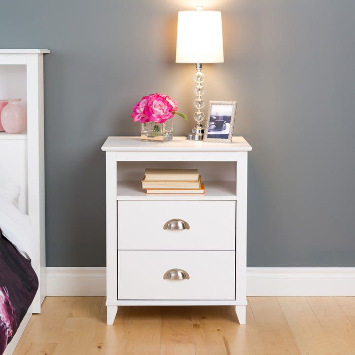 Yaletown 2-Drawer Tall Nightstand - White