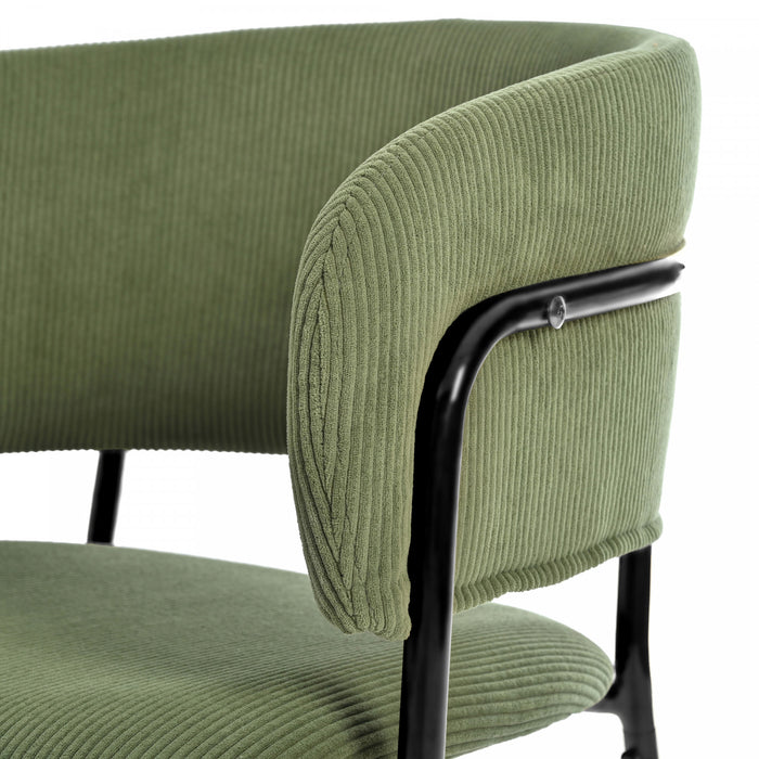 Ethan Set of 4 Modern Corduroy Upholstery Side Chair with Angled Legs and Adjustable Feet,Green Dining Chair
