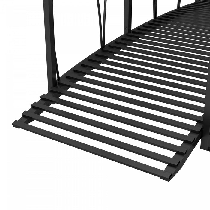 Outsunny 8' Metal Arch Garden Bridge With Siderails, Pond Bridge, Black