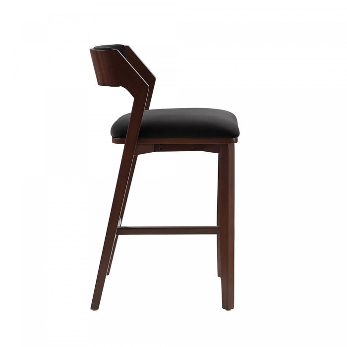 Patricia Modern Wood Upholstered Barstool in Black Bar Stool