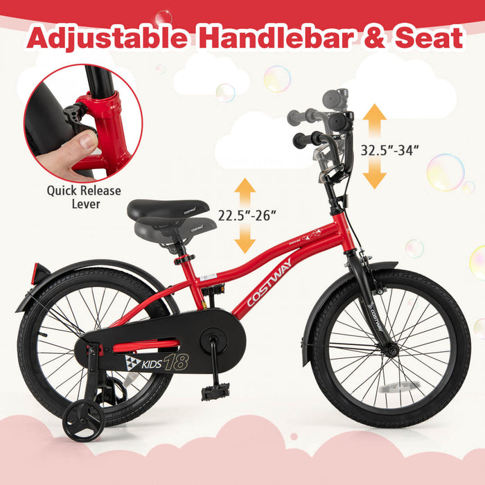 Costway 18\" Kids Bike For 4-8 Years Old Boys & Girls With Adjustable Seat Handbrake Reflectors Red