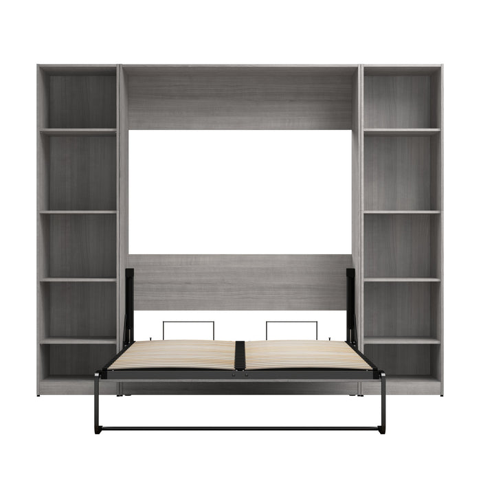 Bestar Claremont 10-Shelf Full Murphy Bed - Platinum Grey