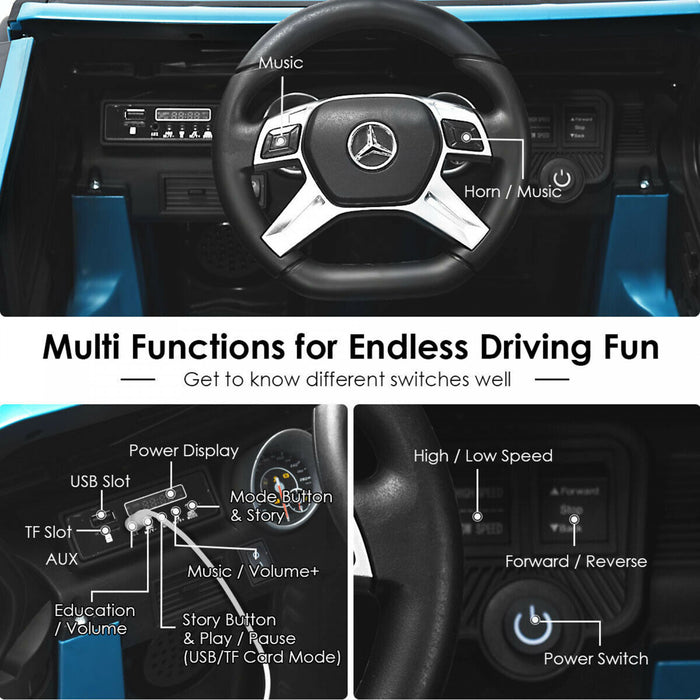 12v Licensed Mercedes-benz Kids Ride On Car Rc Motorized Vehicles W/ Trunk Navy