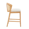 Tatti Rubber Wood Counter Stools with Cane Back Set of 4,Beige | Tatti – Lot de 4 tabourets de comptoir en bois d’hevea avec dossier en cannage, couleur beige