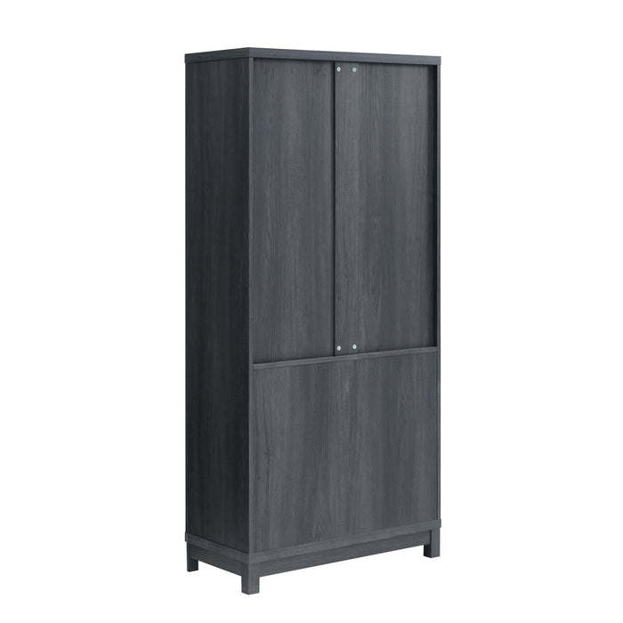 Jodie Mid-Century Modern 31\" Bookcase Cabinet in Charcoal Gray (6-Shelf)