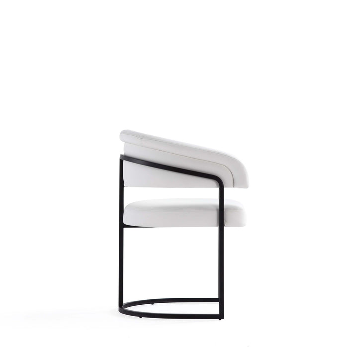 Augusta Modern Metal Vegan Leather Dining Chair in White - Set of 4