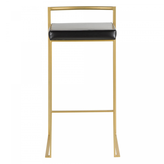 LumiSource Fuji Black Faux Leather Contemporary Barstool - Set of 2
