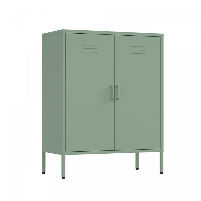 Naomi Modern 2-Piece Metal Storage Cabinets in Sage Green