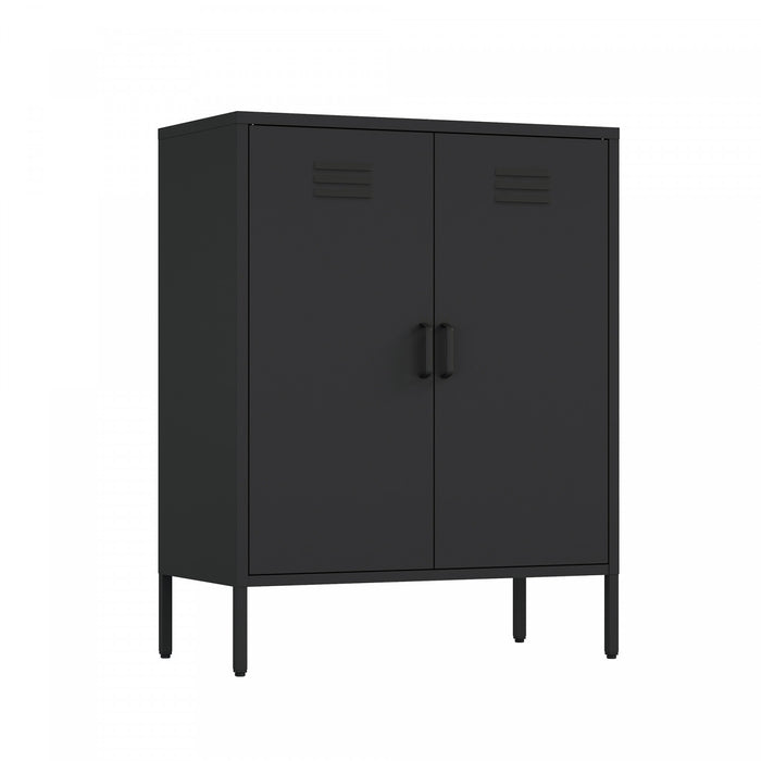 Naomi Modern 32\" Metal Accent Cabinet in Black
