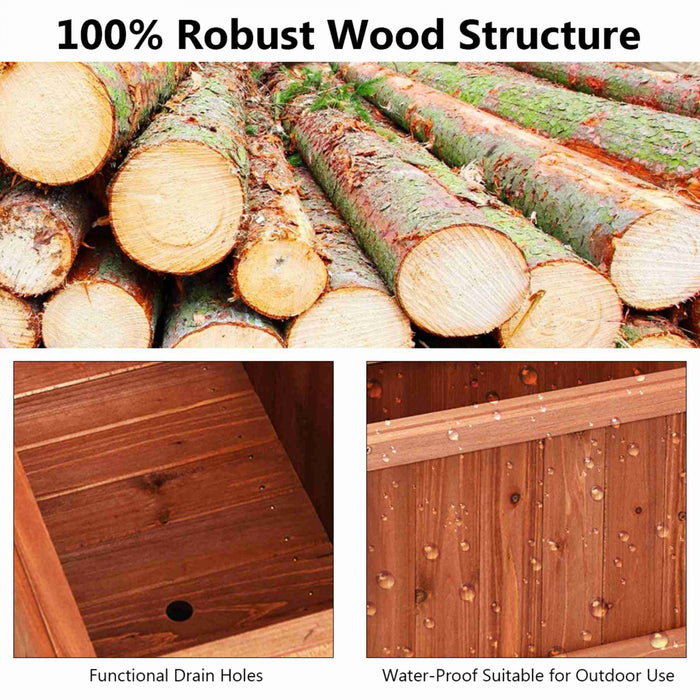 Costway 40 Inch Wooden Flower Planter Box Garden Yard Decorative Window Box Rectangular