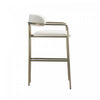 Serene Mid-Century Modern Metal Upholstered Counter Stool in Alabaster | Tabouret de comptoir moderne du milieu du siecle en metal et tissu, coloris albatre