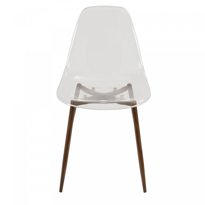 LumiSource Clara Walnut Clear Mid-Century Modern Dining Accent Chair - Set of 2