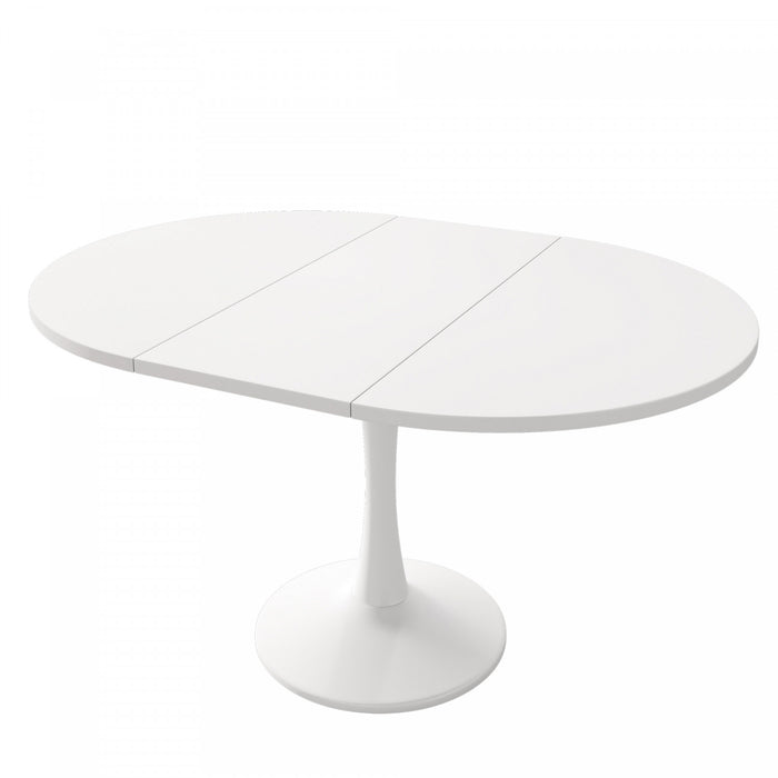 Liam Extendable Round Dining Table with Space-Saving Function,White