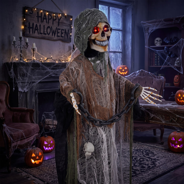 5.6ft Animated Halloween Grim Reaper, Halloween Animatronics