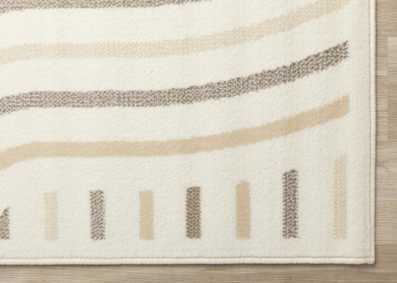 Florence Cream Beige Brown Curved Lines Design Rug, 4'7\" x 6'7\" Indoor Area Rug