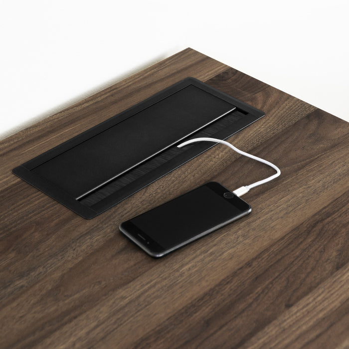 Helsy Computer Desk with Power Bar Natural Walnut - South Shore