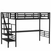 Cherry Twin Loft Space-saving Metal Bed With Desk, Led Light - Black | Cherry – Lit Mezzanine Simple En Metal, Design Compact Avec Bureau Et Eclairage Del – Noir