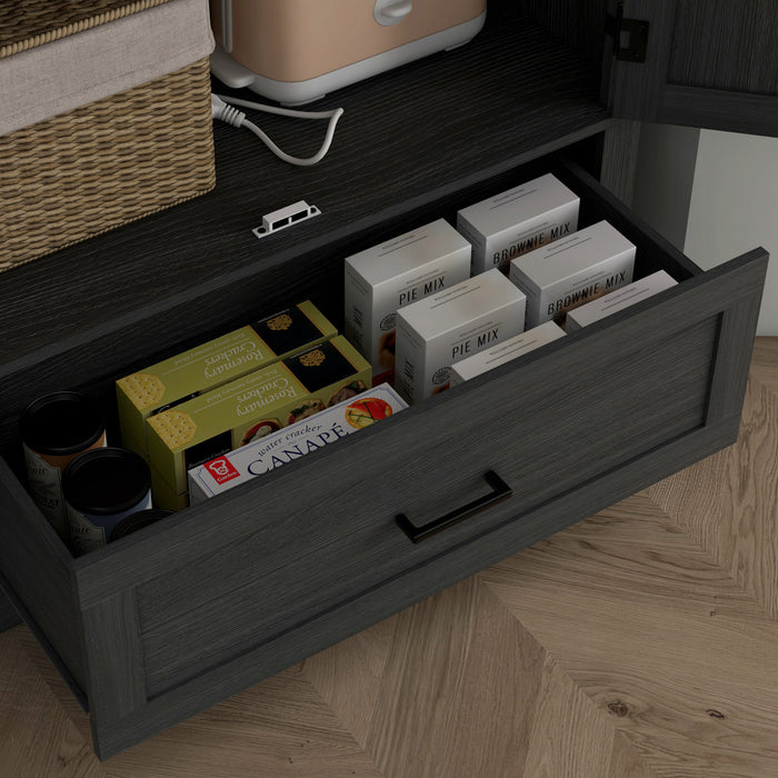 HOMCOM 69\" Tall Kitchen Storage Cabinet with Adjustable Shelves, Black