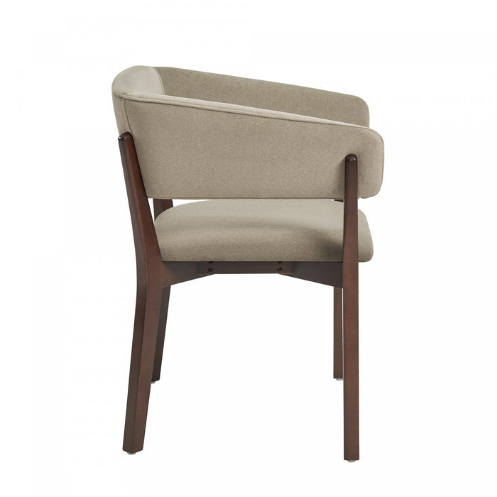 Blake Modern Faux Mohair Wood Armchair in Linen - Set of 2 Dining Chair