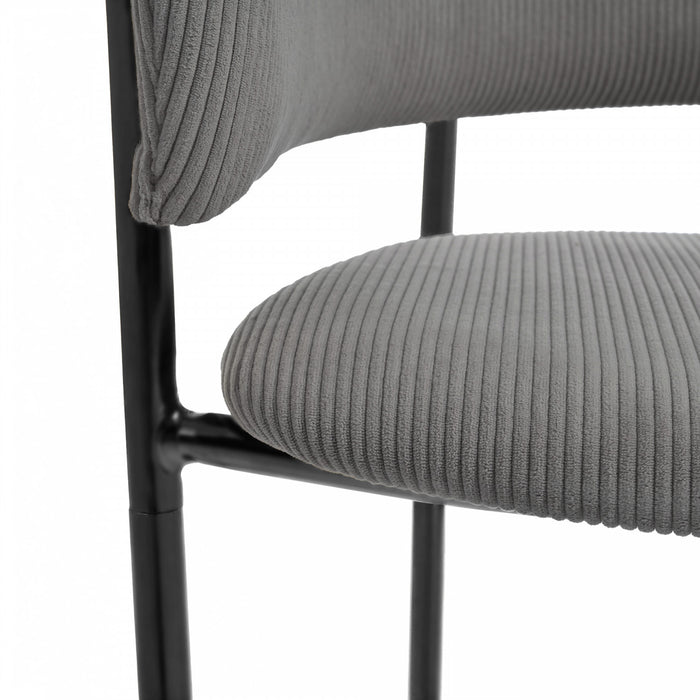Ethan Set of 6 Modern Corduroy Upholstery Side Chair with Angled Legs and Adjustable Feet,Grey Dining Chair