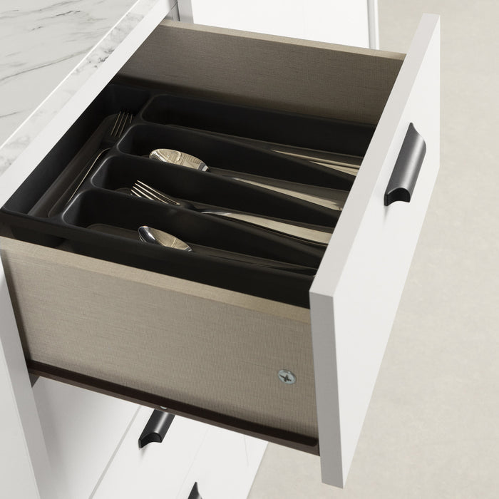 Myro Kitchen Island With Storage - Faux White Marble And White 