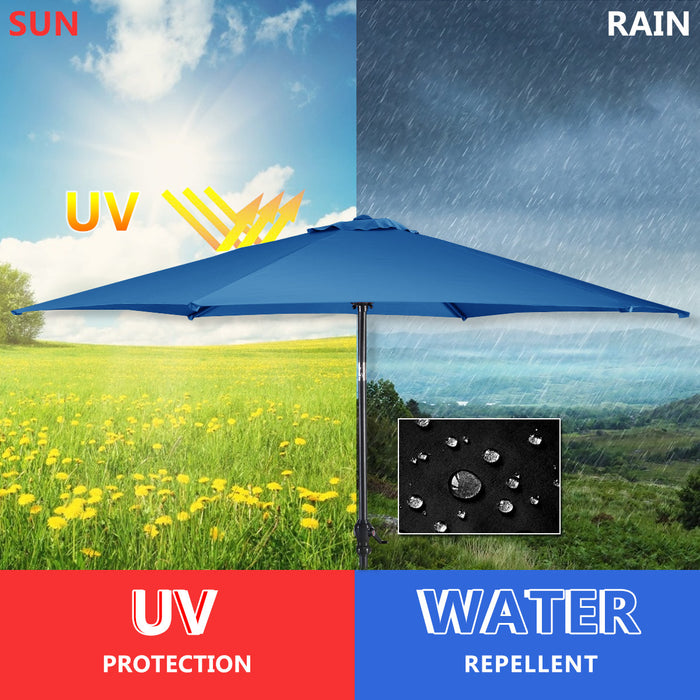Costway 9FT Patio Umbrella Patio Market Steel Tilt W/ Crank Outdoor Yard Garden Blue