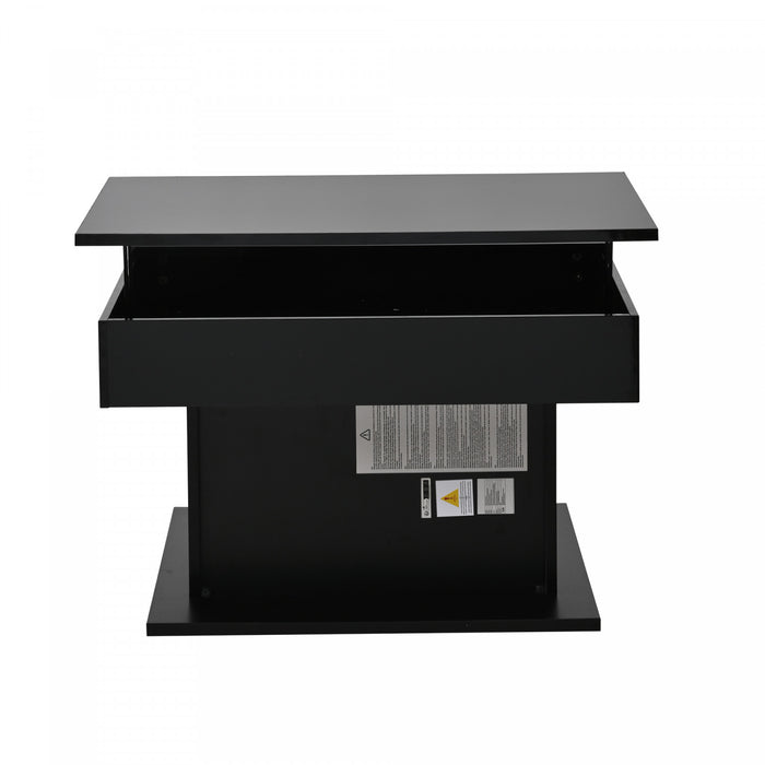 Aspire 27.5 Inch Square Rotating Lift-Top Coffee Table with High-Gloss Finish and Hidden Storage, Black