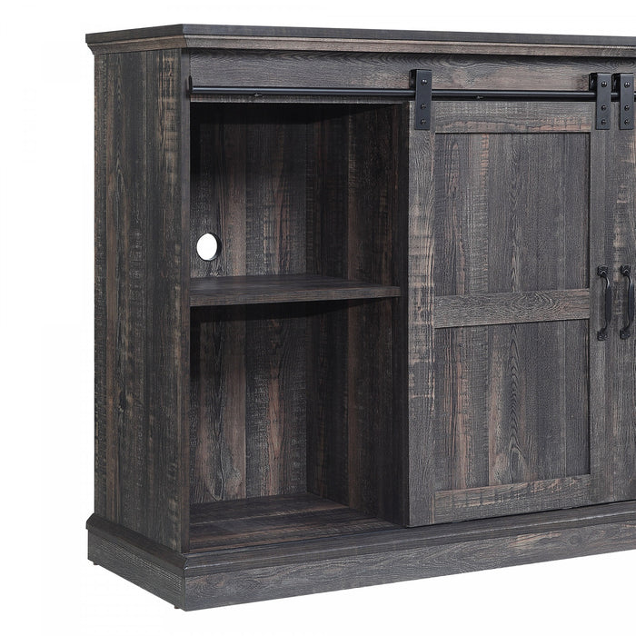 Myrtle Modern Farmhouse 2-Piece Electric Fireplace in Black and Antique Brown