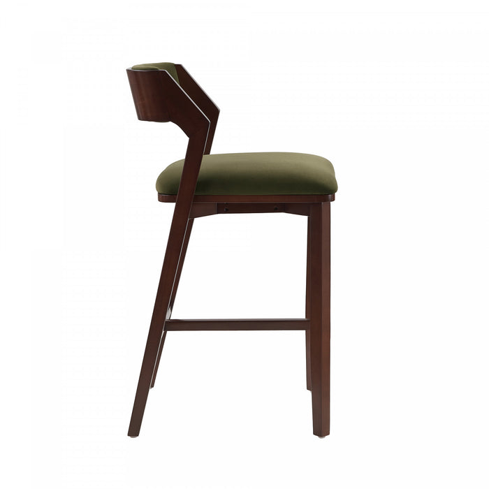 Patricia Modern Wood Upholstered Barstool in Turtle Green - Set of 3