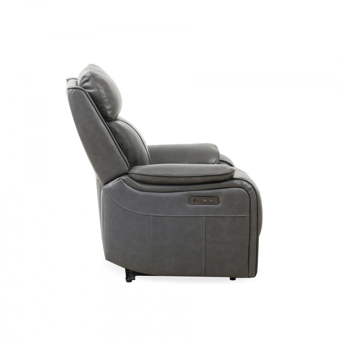 Marlow 37 in. Leather Match Power Glider Recliner with USB/USB-C - Charcoal