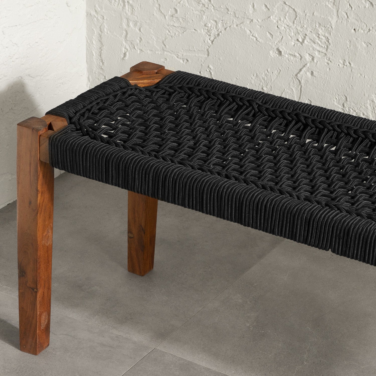 Agave Rope Bench - Black/Natural - The Brick
