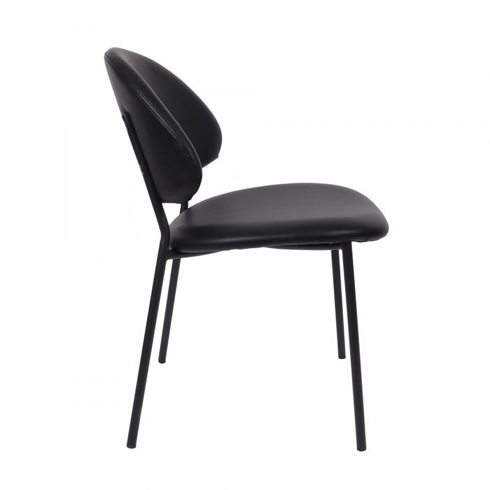 Haven Contemporary Modern Vegan Leather Metal Side Chair in Black - Set of 4