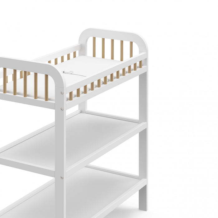 Storkcraft Pasadena Changing Table with Water-Resistant Changing Pad - White/Driftwood
