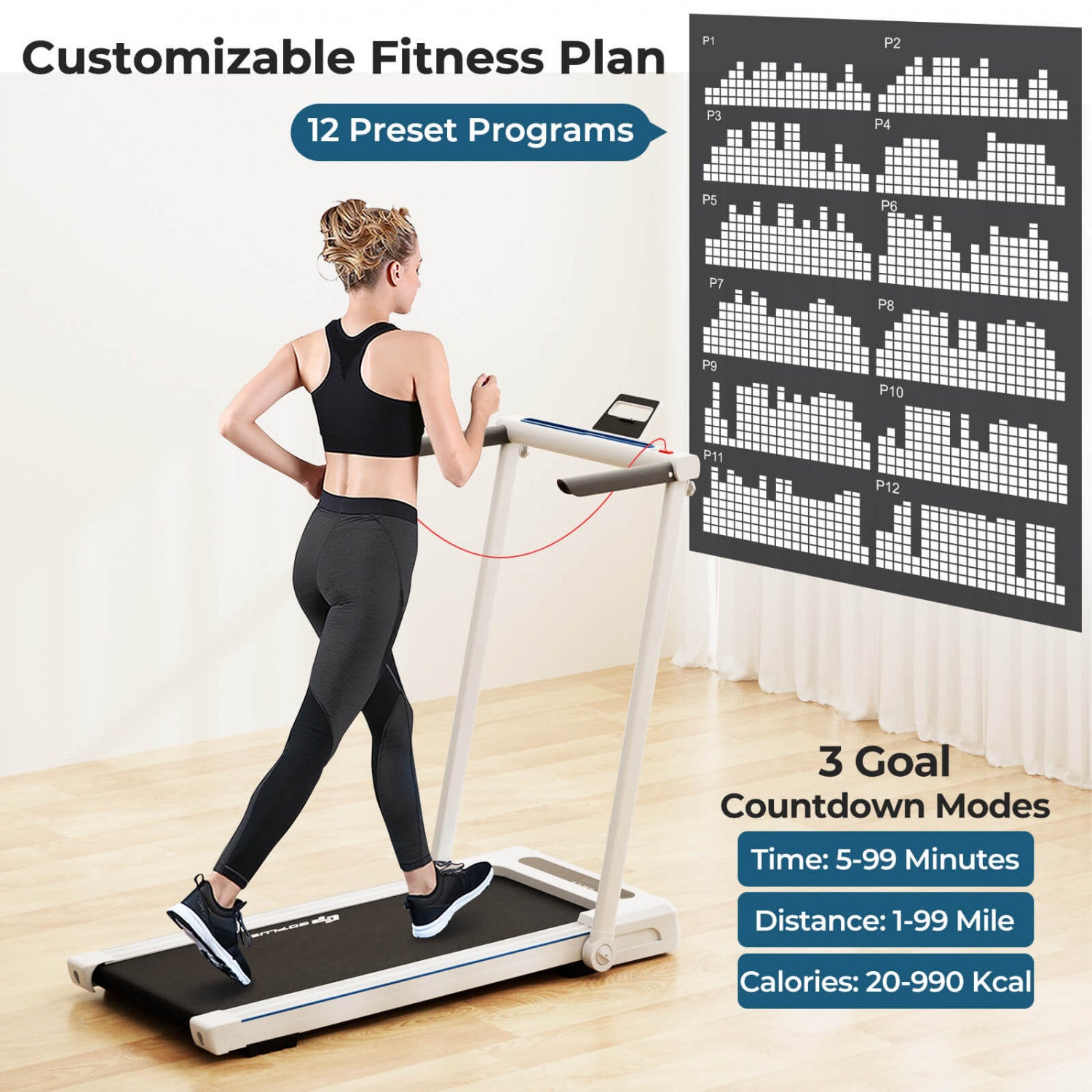 Treadmill Rising Table Goplus 2.25hp 3-in-1 Folding Treadmill W/table Speaker Remote Home ...