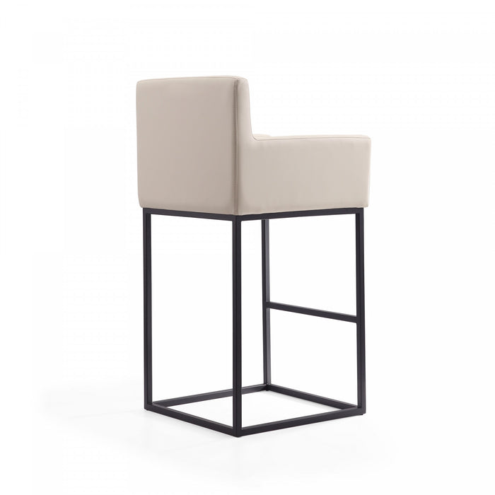 Ambassador Mid-Century Modern Metal Upholstered Barstool in Cream - Set of 3 Bar Stool