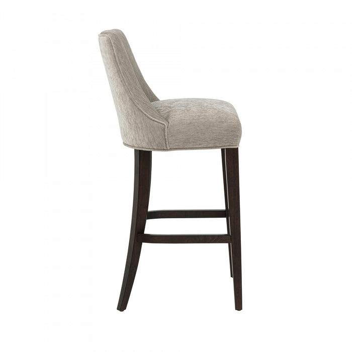 Beever Modern Wood Upholstered Chenille Barstool in Taupe