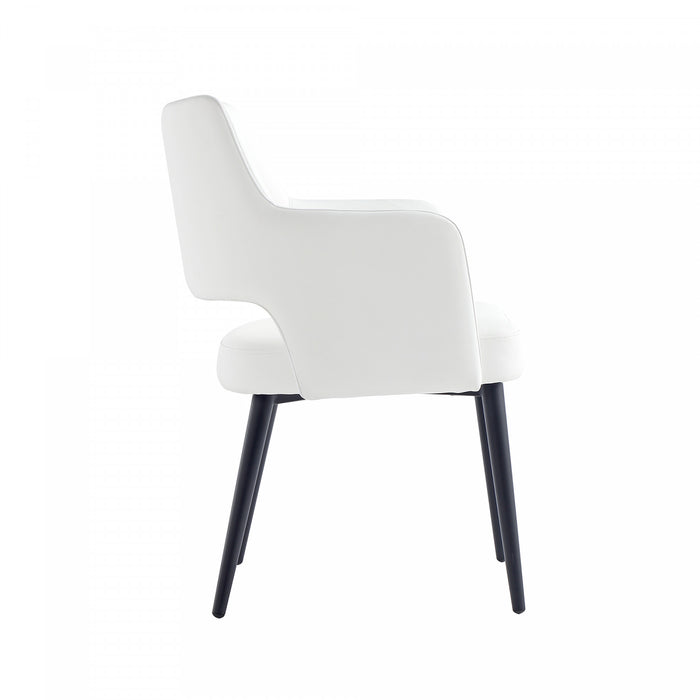 Tremont Modern Metal Vegan Leather Armchair in White
