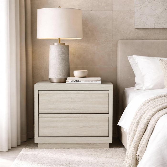 Navis Contemporary 26\" Nightstand in Whitewashed Oak (2-Drawer)