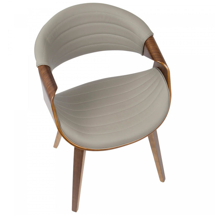 LumiSource Symphony Faux Leather Mid-Century Modern Dining Accent Chair - Walnut/Grey