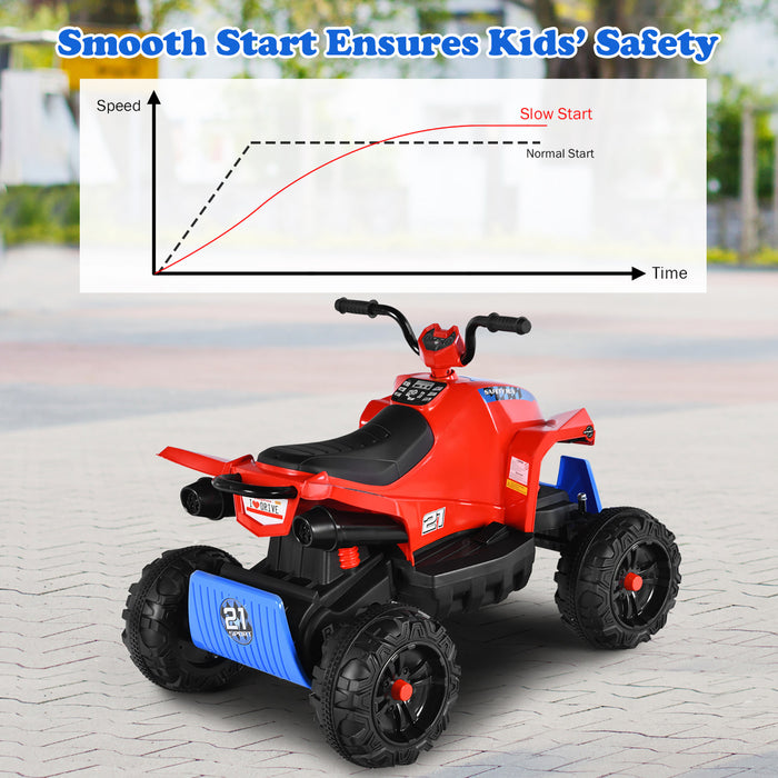 Costway Kids Ride On Atv 4 Wheeler Quad Spring Suspension W/ Lights&music Red