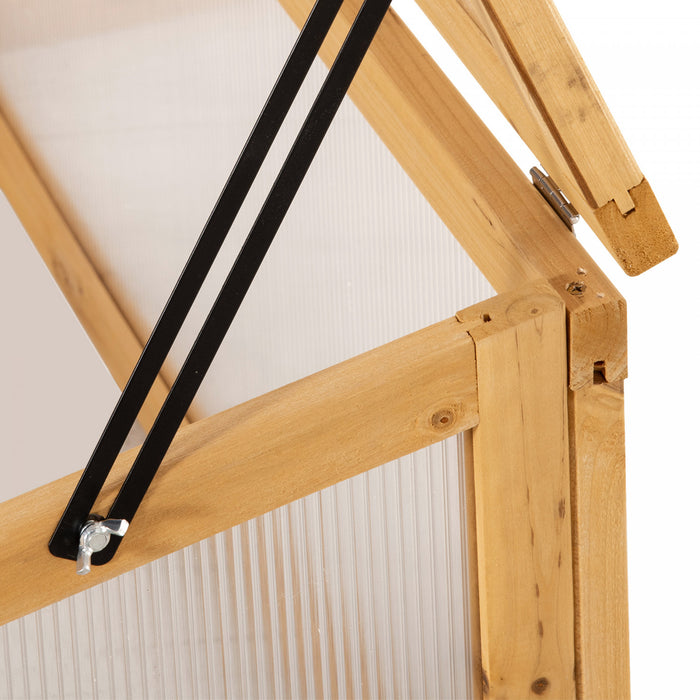 Outsunny Wooden Cold Frame Greenhouse Garden Portable Raised Planter With Openable Top For Indoor, Outdoor, Flowers, Vegetables, Plants, 35.5\"x23.5\"x15.75\", Light Brown