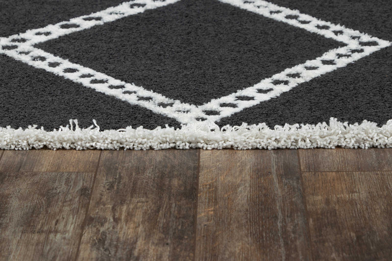 Zelda Contemporary 2'3\" x 7'6\" Runner Rug in Black Indoor Area Rug