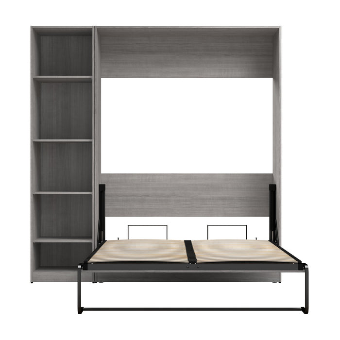Bestar Claremont 5-Shelf Full Murphy Bed - Platinum Grey