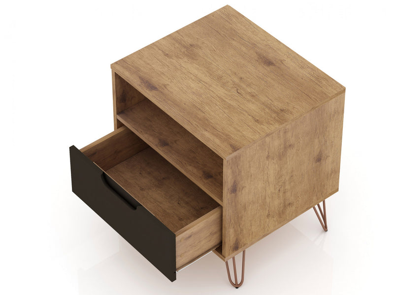 Rockefeller Mid-Century Modern 20\" Nightstand in Gray (1-Drawer) - Set of 2