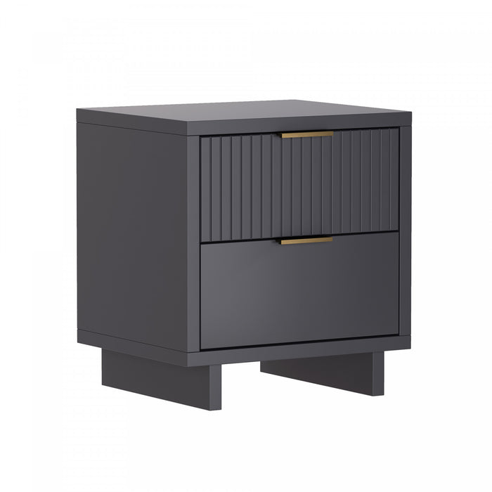 Elara Contemporary 18\" Solid Wood Nightstand in Charcoal Gray (2-Drawer)