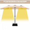 Costway 15Ft Patio Double-Sided Solar LED Market Umbrella Crank Base Beige